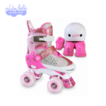 PATIN 4 RUEDAS HIDRAULICO  (TALLA M 34-37)  ROSADO CON BLANCO