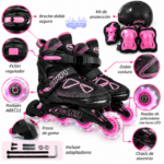 PATIN LINEAL OKA REGULABLE  (TALLA L 37-40 ) - BLANCO CON LILA - Imagen 2