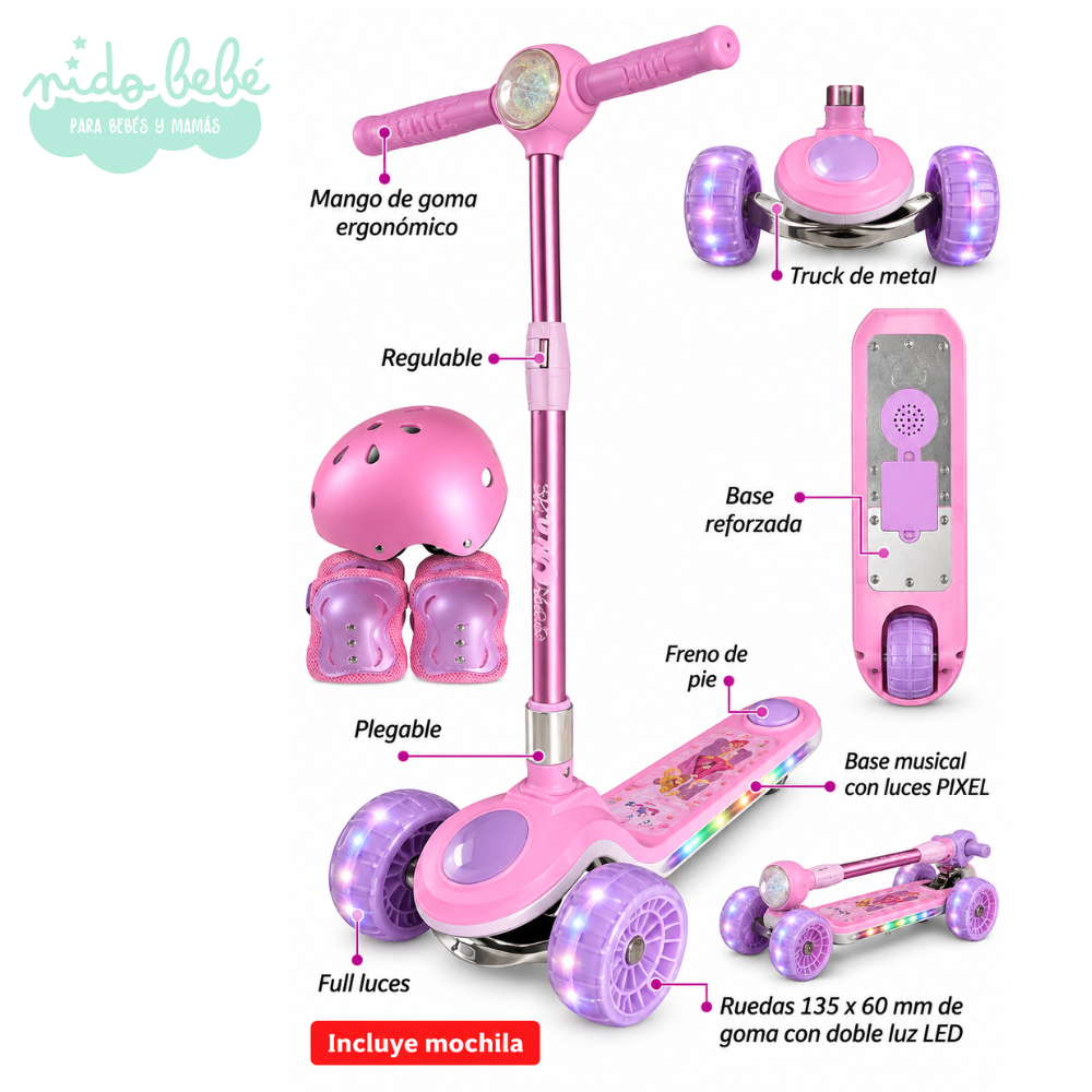 PREMIUN MODELO ROSA Y LILA SCOOTER INFANTIL OKA TRUCK PREMIUN - ROSA Y LILA - Imagen 1