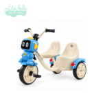 TRICICLO ROBOT DOBLE ASIENTO PARA NIÑO - CELESTE