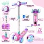 SCOOTER AVIONCITO BLUETOOTH Y ACCESORIOS - LILA Y ROSA