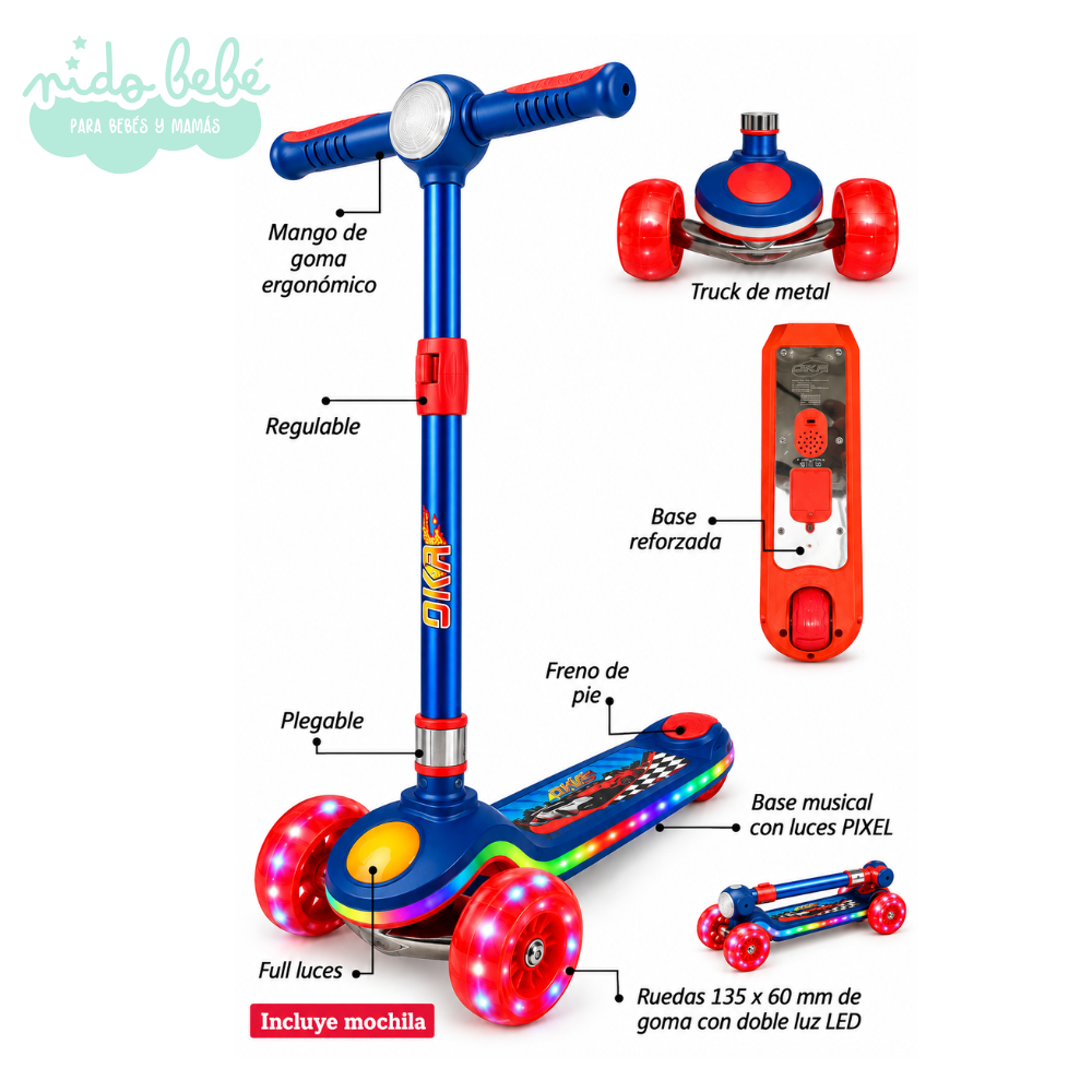 new modelo rojo (2) SCOOTER INFANTIL OKA TRUCK - ROJO Y AZUL - Imagen 1